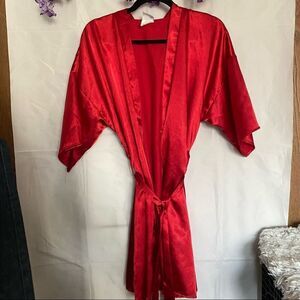 Honors initiates Lingerie Sexy Faux Satin. The belt-tied robe.